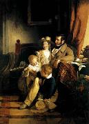 Rudolf von Arthaber with his Children Friedrich von Amerling